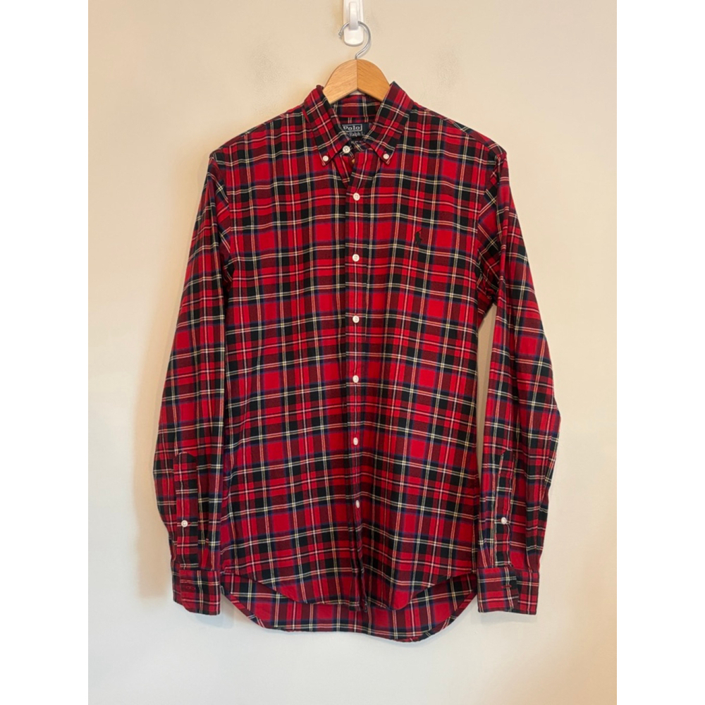 Polo Ralph Lauren Mens Small Red Plaid Slim Fit Shirt